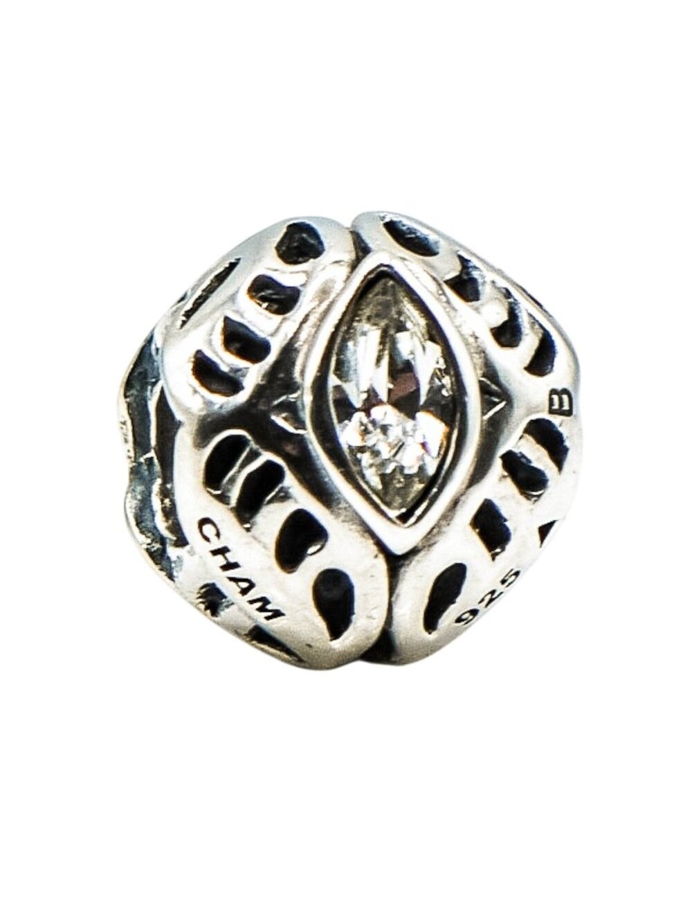 Chamilia April Birthstone Sterling Silver Charm Clear Swarovski Crystal Birthday